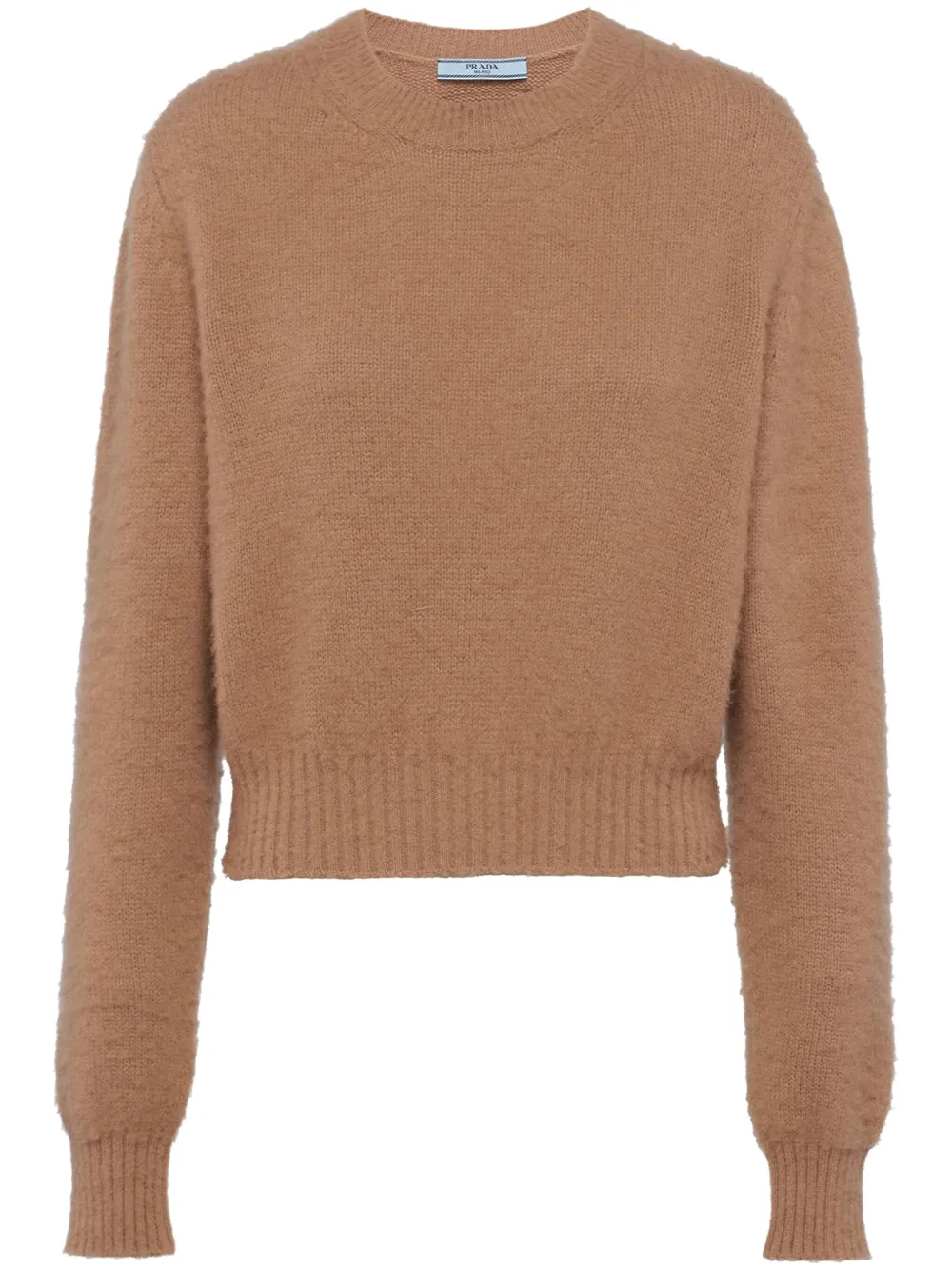 Кашемировый джемпер с круглым вырезом Prada, нейтральный
Кашемировый джемпер с круглым вырезом Prada, нейтральный