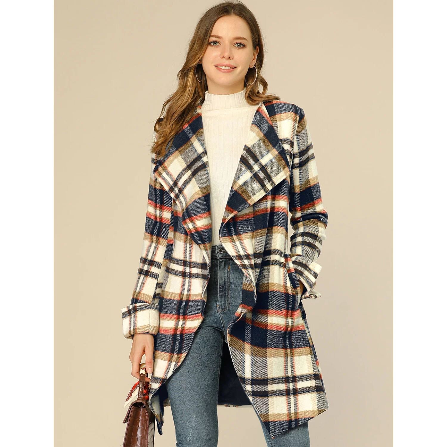 Женское клетчатое пальто с асимметричным подолом и поясом с шалевым воротником ALLEGRA K
Женское клетчатое пальто с асимметричным подолом и поясом с шалевым воротником ALLEGRA K