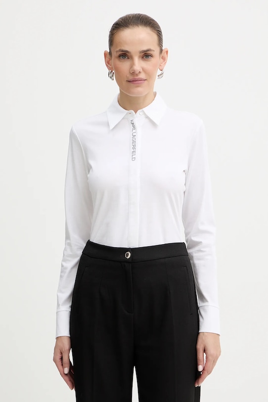 Хлопковая рубашка с удлиненным логотипом Karl Lagerfeld, белый
Хлопковая рубашка с удлиненным логотипом Karl Lagerfeld, белый