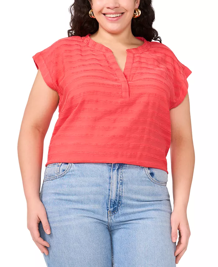 Блузка больших размеров с разрезом на горловине и короткими рукавами Vince Camuto, красный
Блузка больших размеров с разрезом на горловине и короткими рукавами Vince Camuto, красный