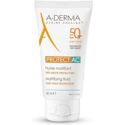 A-Derma Protect Ac Матирующий флюид с очень высокой степенью защиты Spf50+, 40 мл, Derma E
A-Derma Protect Ac Матирующий флюид с очень высокой степенью защиты Spf50+, 40 мл, Derma E