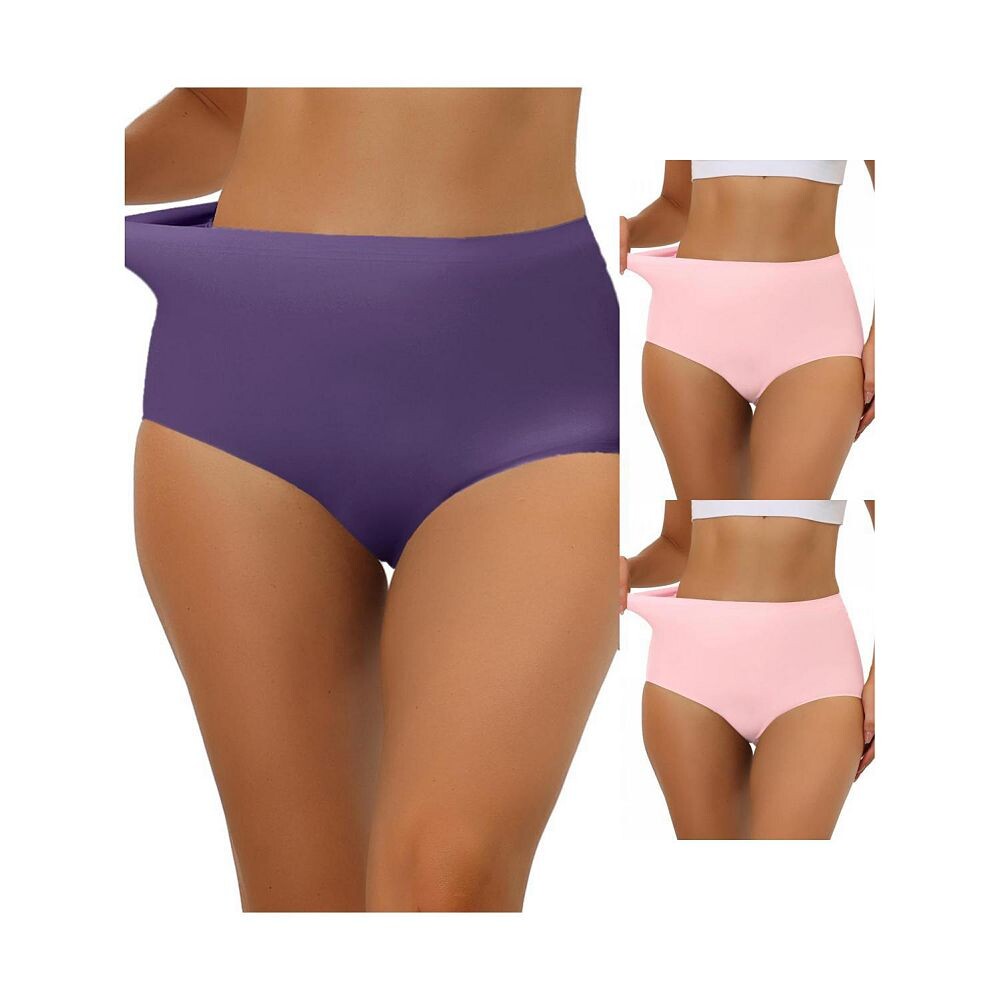 3 упаковки женских эластичных трусов с высокой талией, дышащее хипстерское нижнее белье без показа, разные цвета ALLEGRA K, цвет Mid Pink Dark Purple 
3 упаковки женских эластичных трусов с высокой талией, дышащее хипстерское нижнее белье без показа, разные цвета ALLEGRA K, цвет Mid Pink Dark Purple