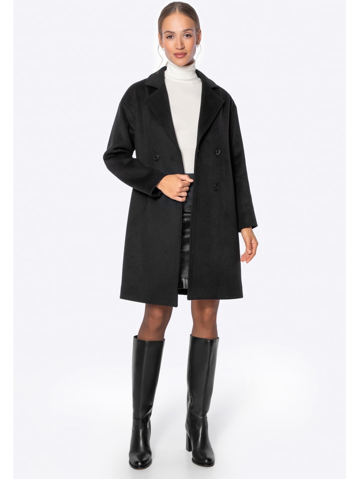 Двубортное женское шерстяное пальто черного цвета Wittchen
Двубортное женское шерстяное пальто черного цвета Wittchen