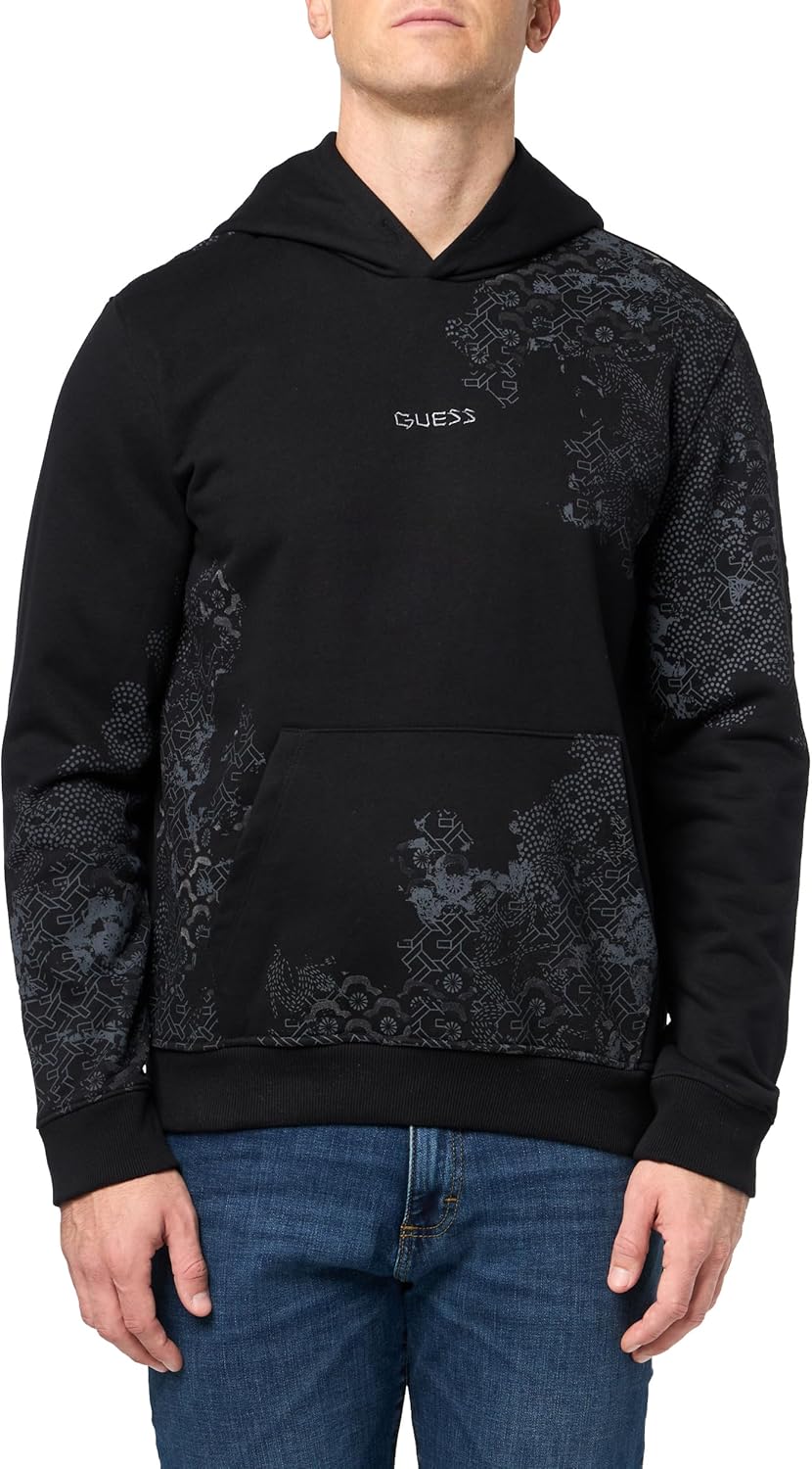 GUESS мужская экологичная модная японская худи, Jet Black
GUESS мужская экологичная модная японская худи, Jet Black