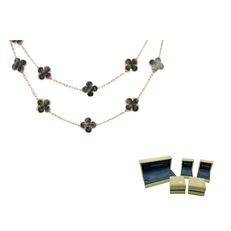 Van Cleef & Arpels Серебристый блеск обсидиановое ожерелье для женщин Black
Van Cleef & Arpels Серебристый блеск обсидиановое ожерелье для женщин Black