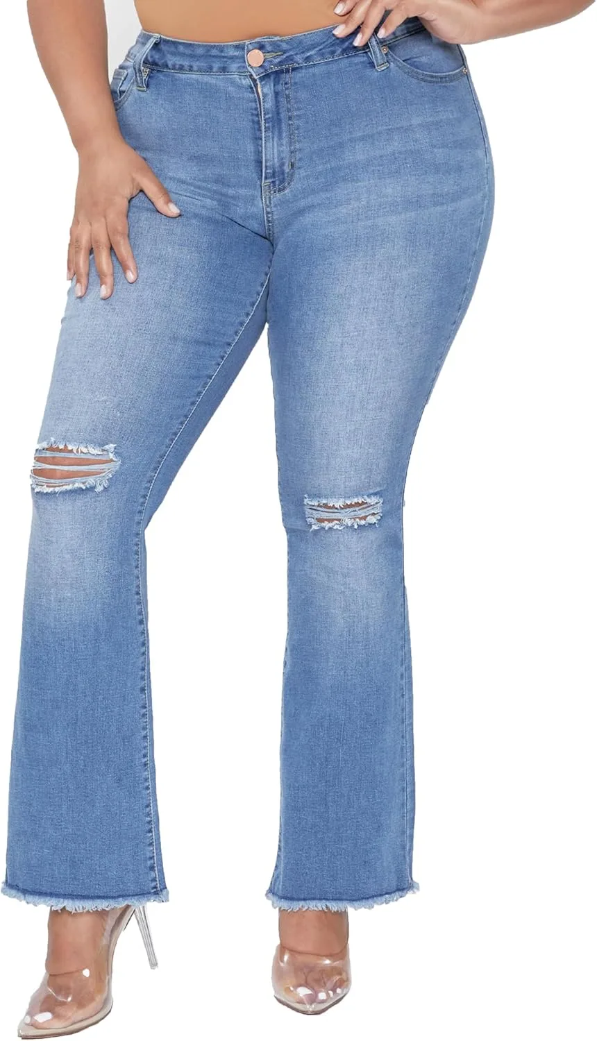 YMI Women's Plus Size Distressed Super Flare Jeans
YMI Women's Plus Size Distressed Super Flare Jeans