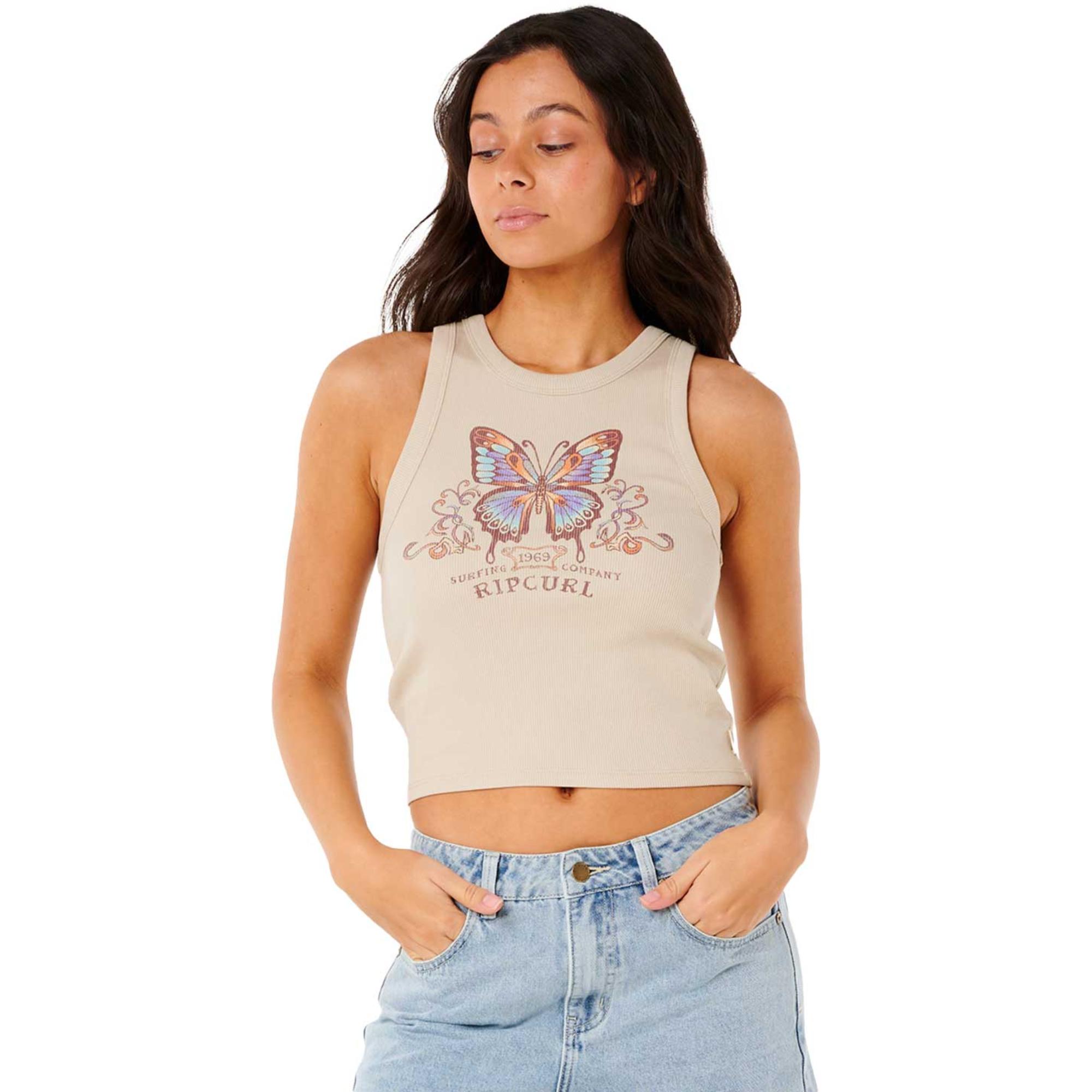 Женская майка в рубчик с бабочками Rip Curl, Natural
Женская майка в рубчик с бабочками Rip Curl, Natural