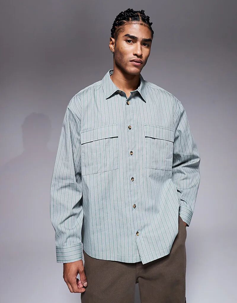 Рубашка свободного кроя в полоску зеленого цвета от ASOS DESIGN
Рубашка свободного кроя в полоску зеленого цвета от ASOS DESIGN