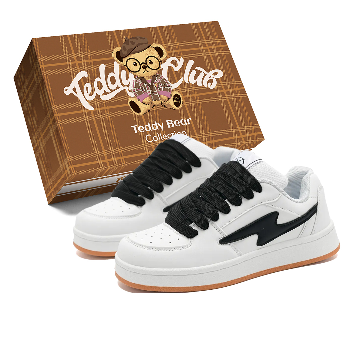 Teddy Bear Collection Скользостойкие противоударные износостойкие низкие скейтерские кроссовки унисекс бело-черные с черными шнурками, цвет White (Black Laces)
Teddy Bear Collection Скользостойкие противоударные износостойкие низкие скейтерские кроссовки унисекс бело-черные с черными шнурками, цвет White (Black Laces)