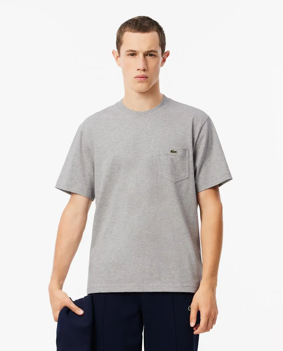Мужская хлопковая футболка с короткими рукавами и нагрудным карманом Lacoste, светло-серый
Мужская хлопковая футболка с короткими рукавами и нагрудным карманом Lacoste, светло-серый