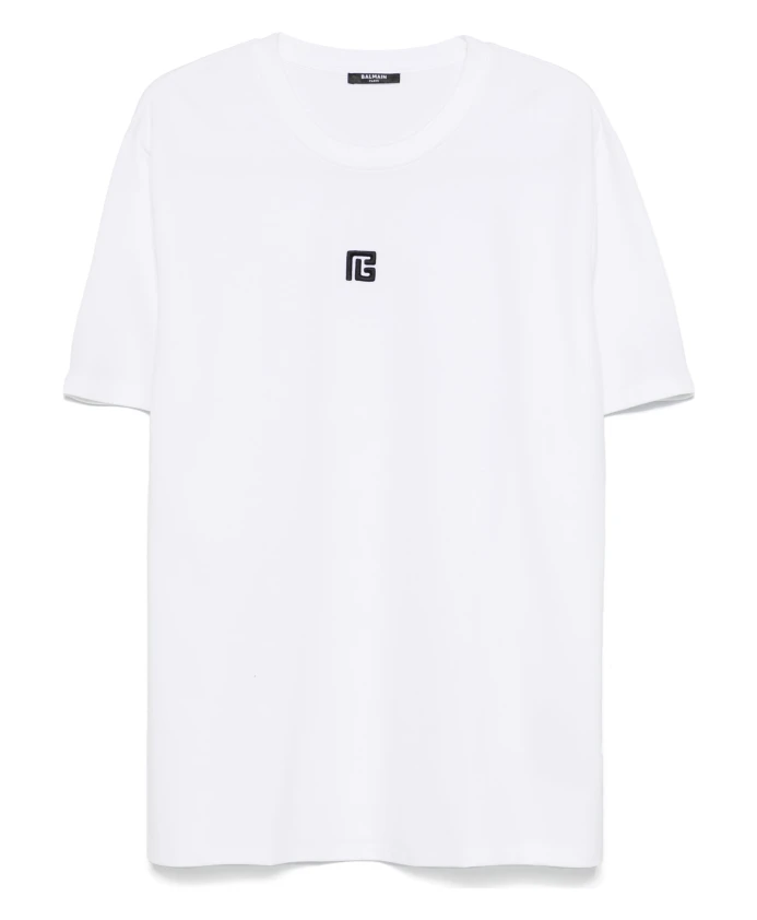 Футболка с вышитым логотипом Pb Balmain, белый 
Футболка с вышитым логотипом Pb Balmain, белый