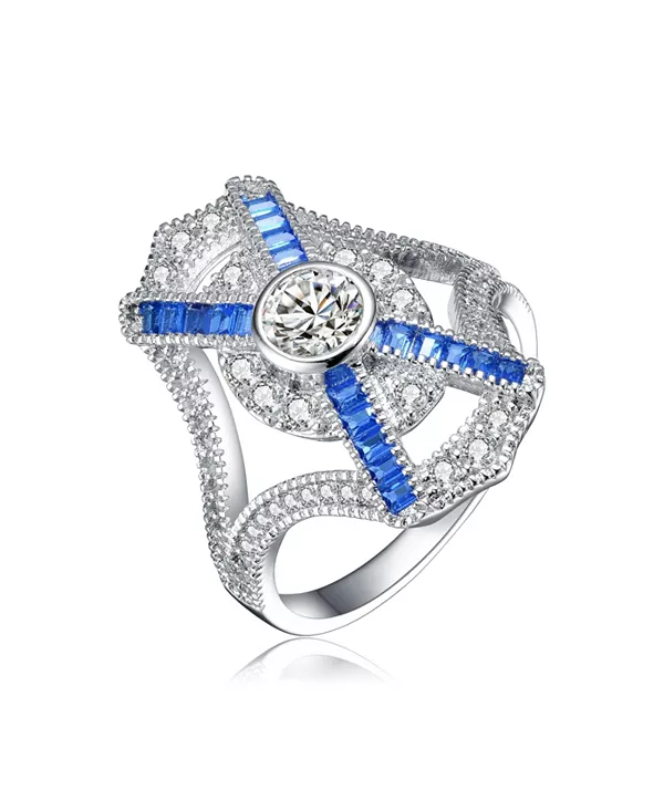 Кольцо для коктейля из стерлингового серебра с огранкой «багет» и круглыми кубическими цирконами Genevive, blue
Кольцо для коктейля из стерлингового серебра с огранкой «багет» и круглыми кубическими цирконами Genevive, blue