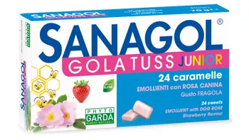 Phyto Garda Sanagol Throat Tuss Junior со вкусом клубники, 24 сладости для облегчения боли в горле для детей Named