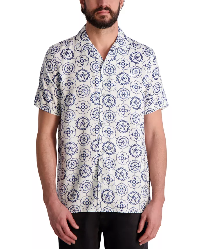 Мужская рубашка с коротким рукавом и медальонным принтом KARL LAGERFELD PARIS, синий
Мужская рубашка с коротким рукавом и медальонным принтом KARL LAGERFELD PARIS, синий