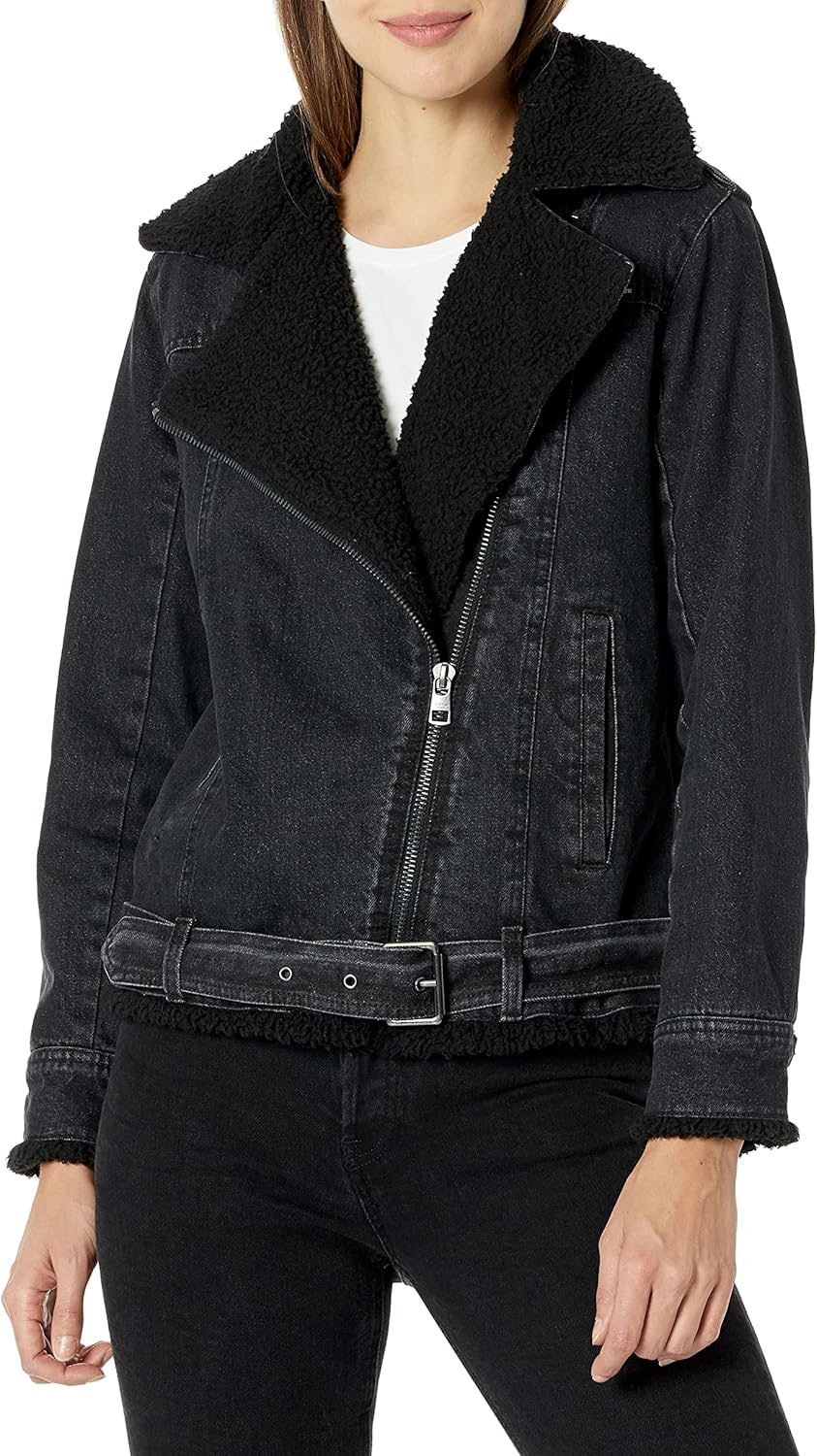 Женская куртка-косуха Calvin Klein свободного кроя с поясом и шерповой джинсовой курткой, Falcon Black
Женская куртка-косуха Calvin Klein свободного кроя с поясом и шерповой джинсовой курткой, Falcon Black