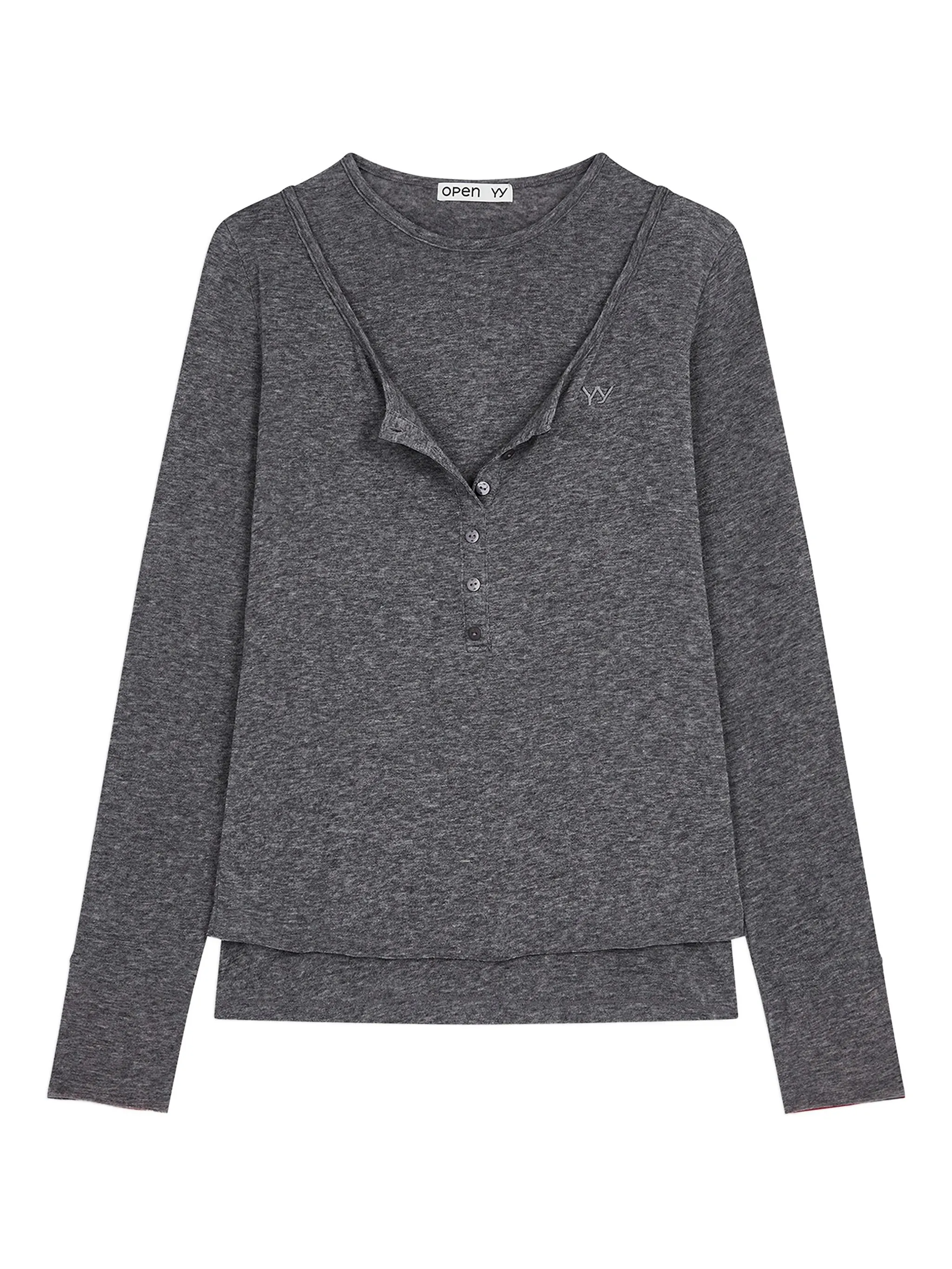 Футболка с круглым вырезом и пуговицами Open Yy, серый
Футболка с круглым вырезом и пуговицами Open Yy, серый