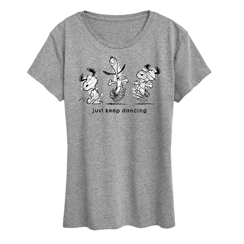 Женская футболка с рисунком Peanuts Snoopy Just Keep Dancing Licensed Character, цвет Heather Gray
Женская футболка с рисунком Peanuts Snoopy Just Keep Dancing Licensed Character, цвет Heather Gray