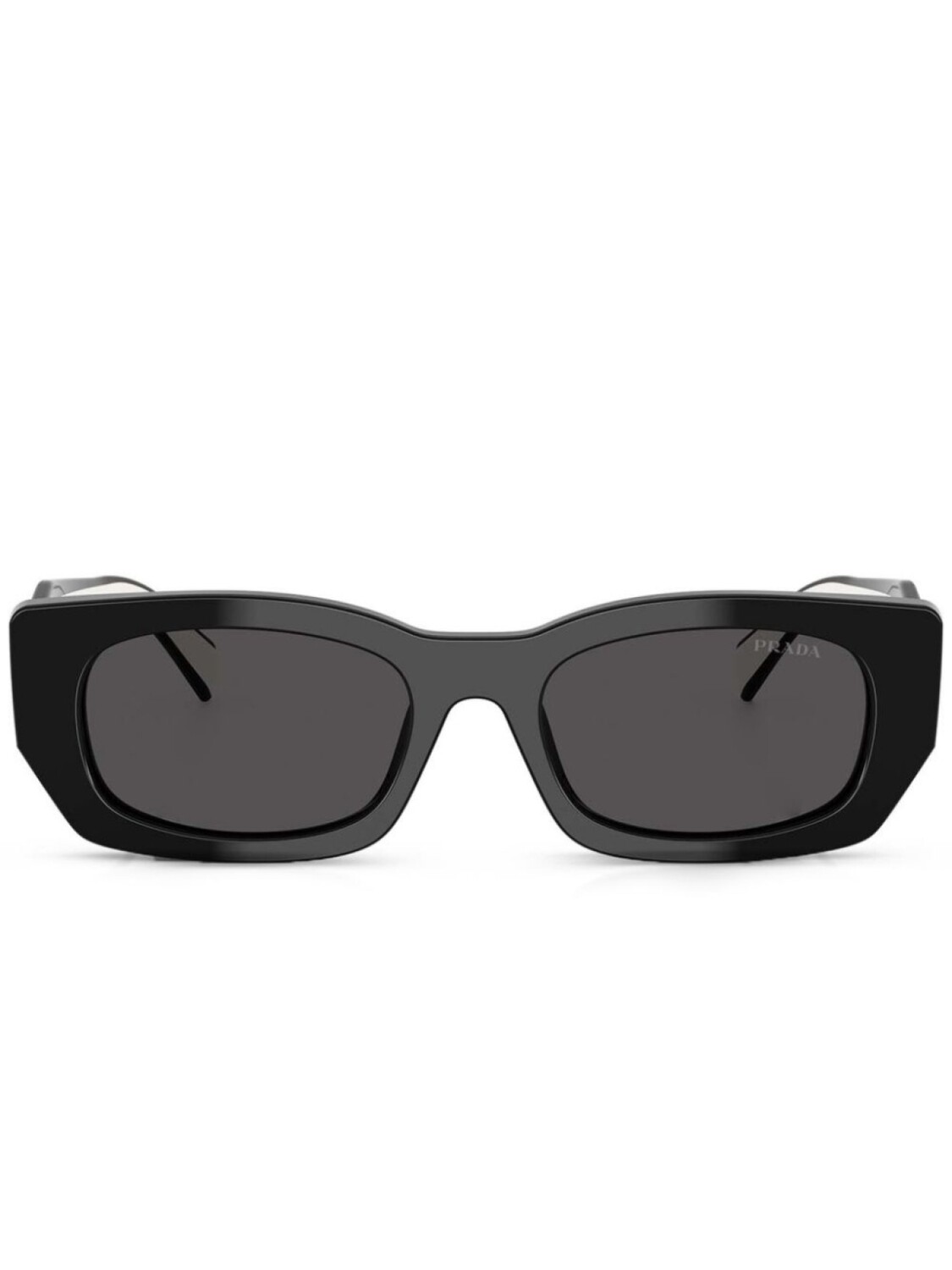 Prada Eyewear солнцезащитные очки в прямоугольной оправе, черный 
Prada Eyewear солнцезащитные очки в прямоугольной оправе, черный