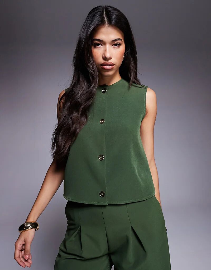 Топ без рукавов ASOS DESIGN цвета хаки с пуговицами спереди
Топ без рукавов ASOS DESIGN цвета хаки с пуговицами спереди