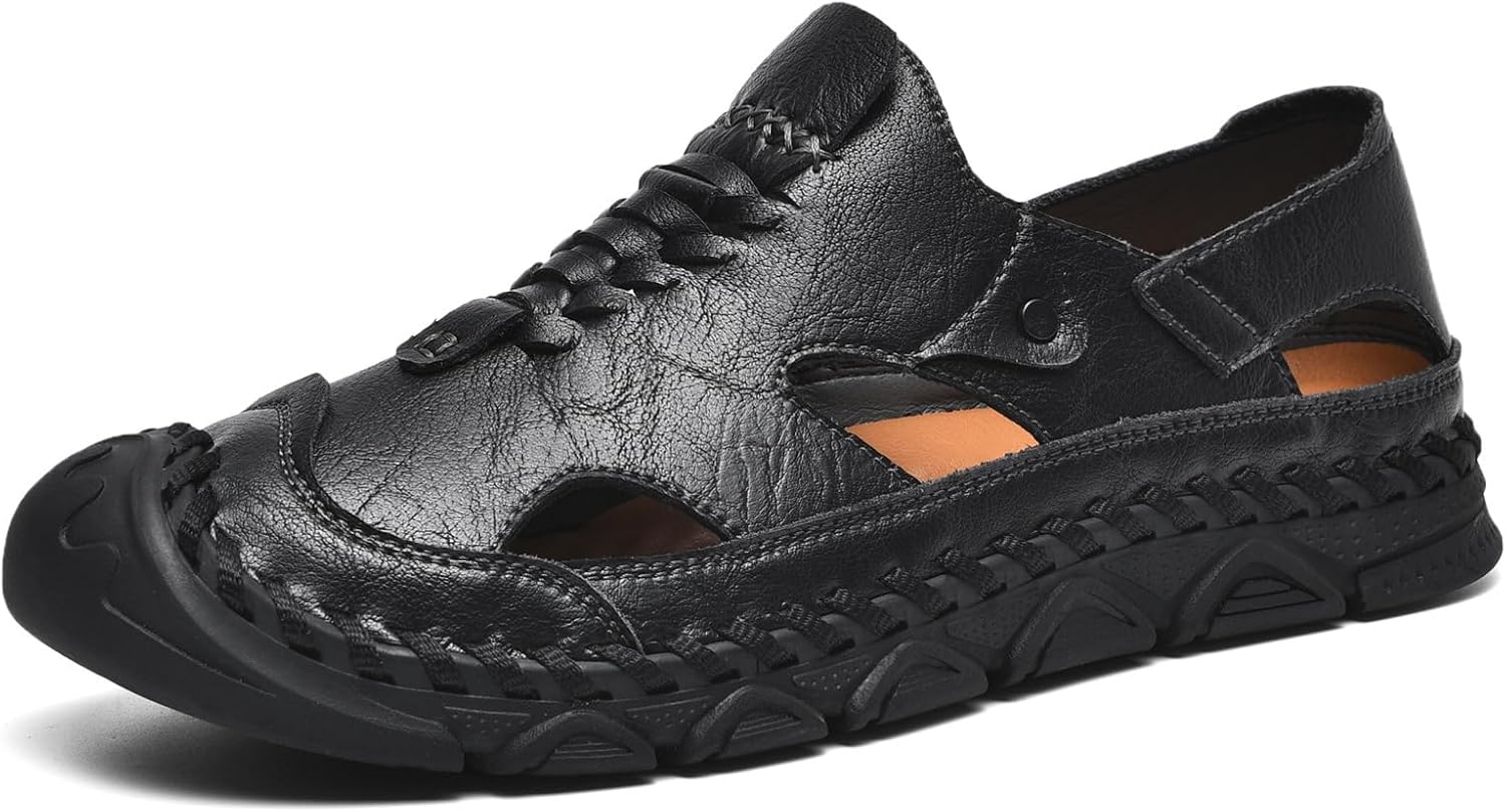 Мужские сандалии-слипоны с закрытым носком из натуральной кожи, летние повседневные сандалии-лоферы на плоской подошве, дышащие и удобные с мягкой подошвой для пляжа и прогулок Kctrfsj, черный
Мужские сандалии-слипоны с закрытым носком из натуральной кожи, летние повседневные сандалии-лоферы на плоской подошве, дышащие и удобные с мягкой подошвой для пляжа и прогулок Kctrfsj, черный