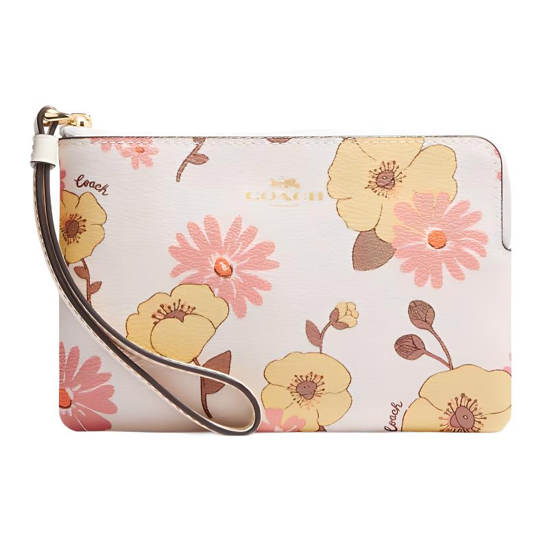 Угловая молния холщовая с кожаной сумкой для маджонга с холщовым и кожаным клатчем маленький размер женская белая COACH 
Угловая молния холщовая с кожаной сумкой для маджонга с холщовым и кожаным клатчем маленький размер женская белая COACH