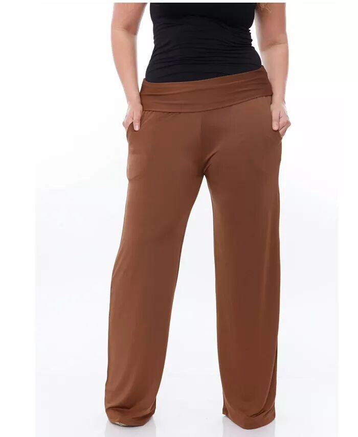 Однотонные брюки палаццо больших размеров White Mark, коричневый
Однотонные брюки палаццо больших размеров White Mark, коричневый