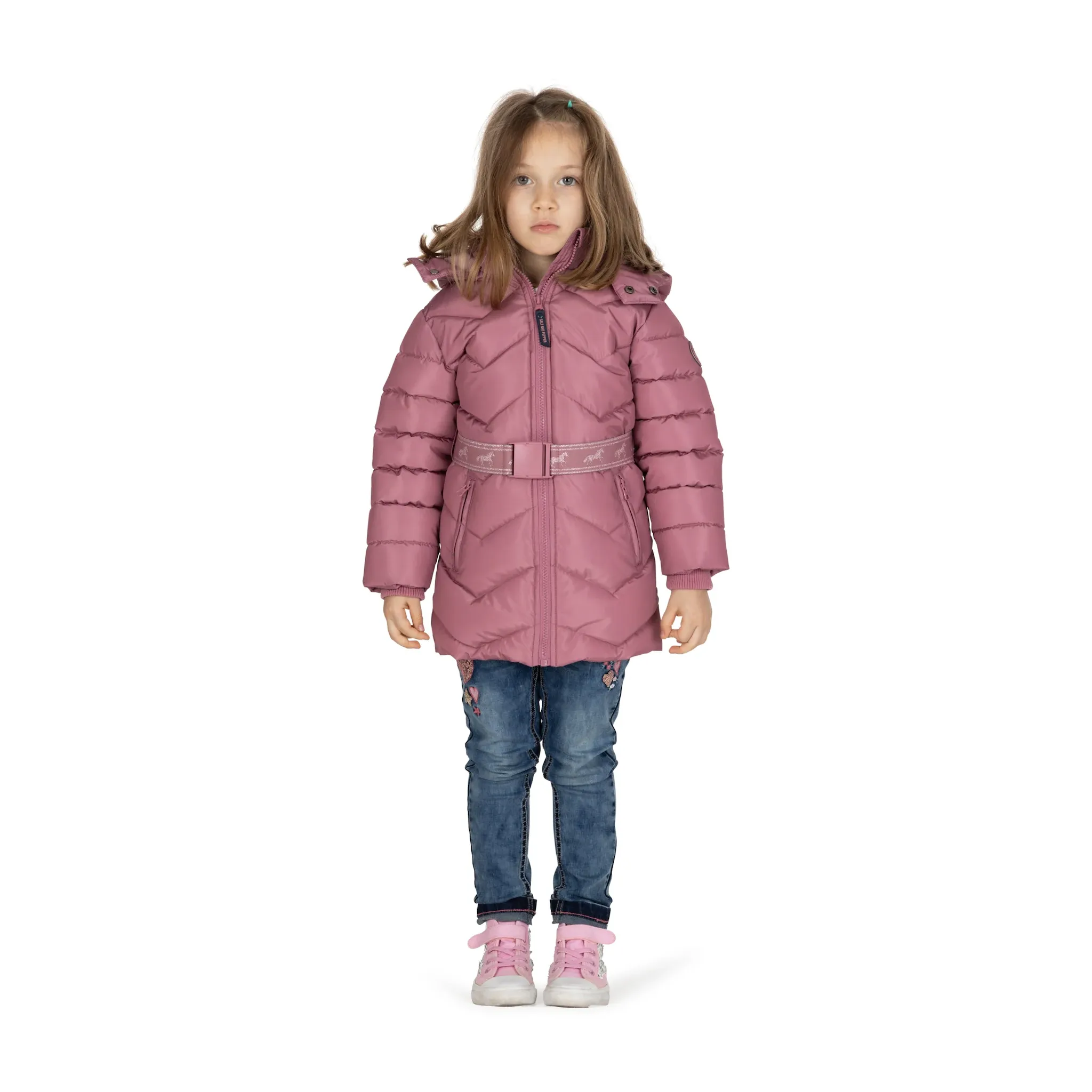 Стеганая куртка СОЛЬ И ПЕРЕЦ «Пояс Лошадь», с поясом и капюшоном Salt And Pepper, красный