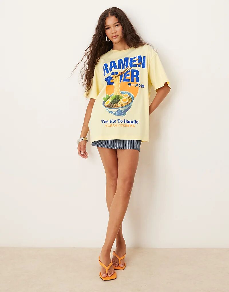 Футболка ASOS DESIGN свободного кроя с принтом «Лихорадка рамен» желтого цвета
Футболка ASOS DESIGN свободного кроя с принтом «Лихорадка рамен» желтого цвета