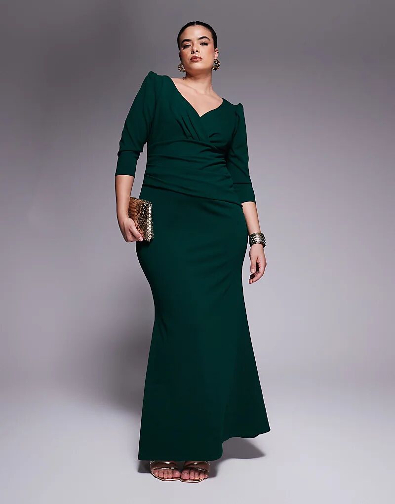 Платье макси Goddiva Curve с имитацией воротника-стойки и запахом в три четверти изумрудно-зеленого цвета
Платье макси Goddiva Curve с имитацией воротника-стойки и запахом в три четверти изумрудно-зеленого цвета