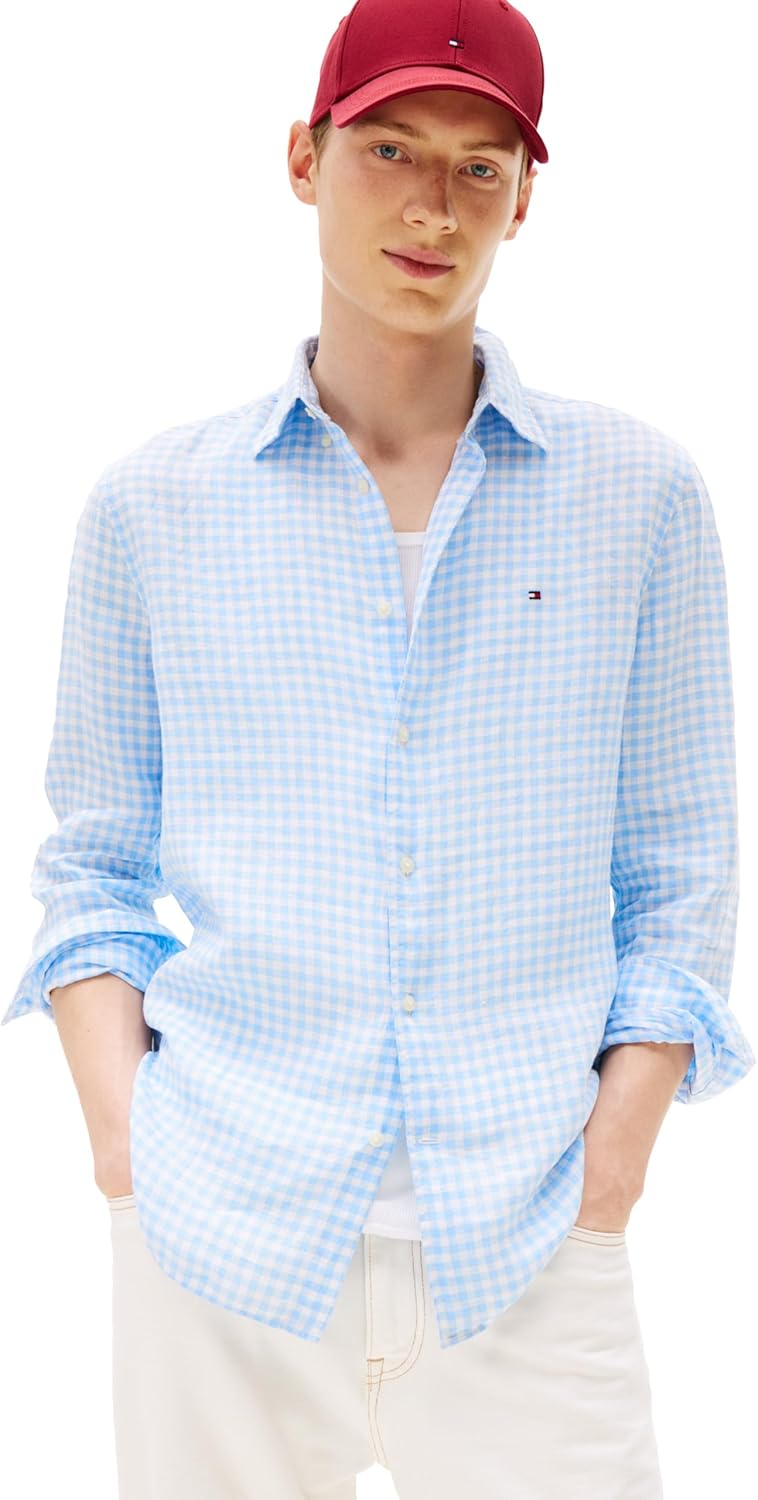 Мужские повседневные льняные рубашки Tommy Hilfiger с длинным рукавом и застежкой на пуговицы, классический крой, Vessel Blue / Check
Мужские повседневные льняные рубашки Tommy Hilfiger с длинным рукавом и застежкой на пуговицы, классический крой, Vessel Blue / Check