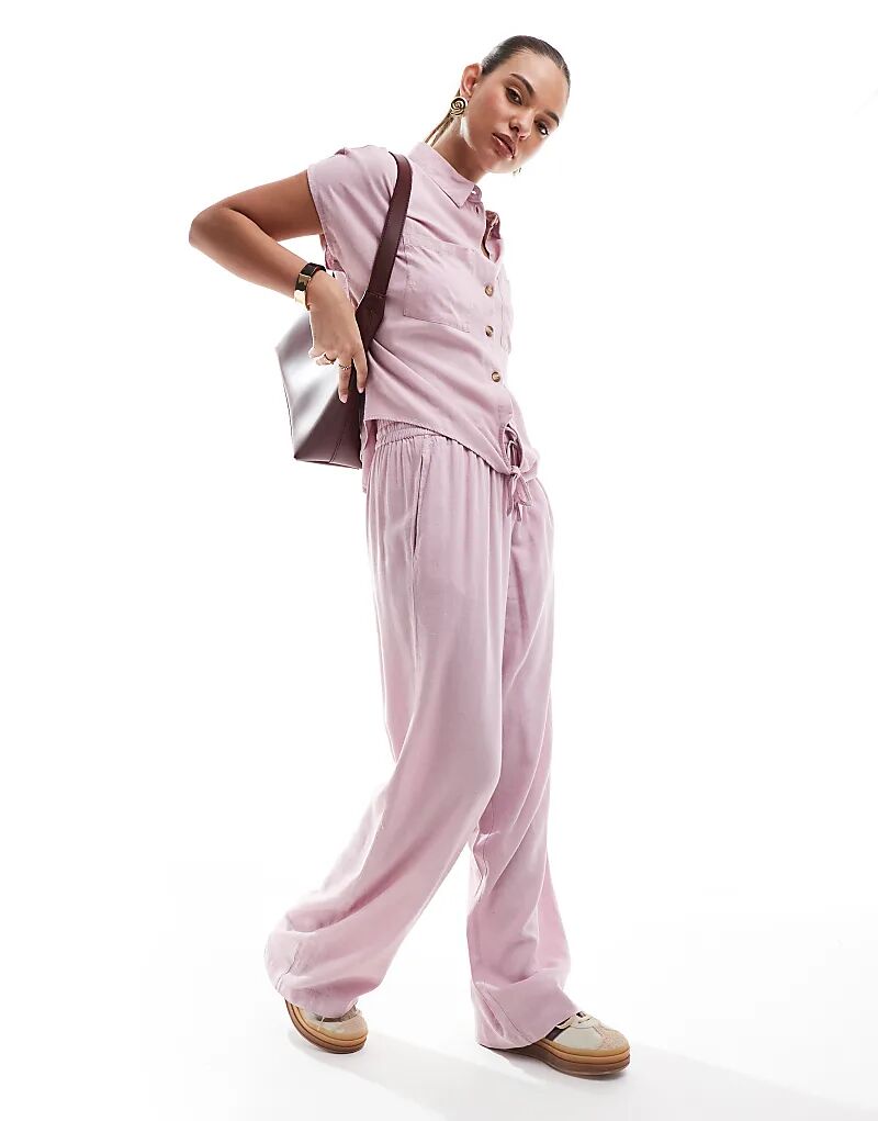 Широкие брюки из льняной смеси Pieces, розовый цвет
Широкие брюки из льняной смеси Pieces, розовый цвет