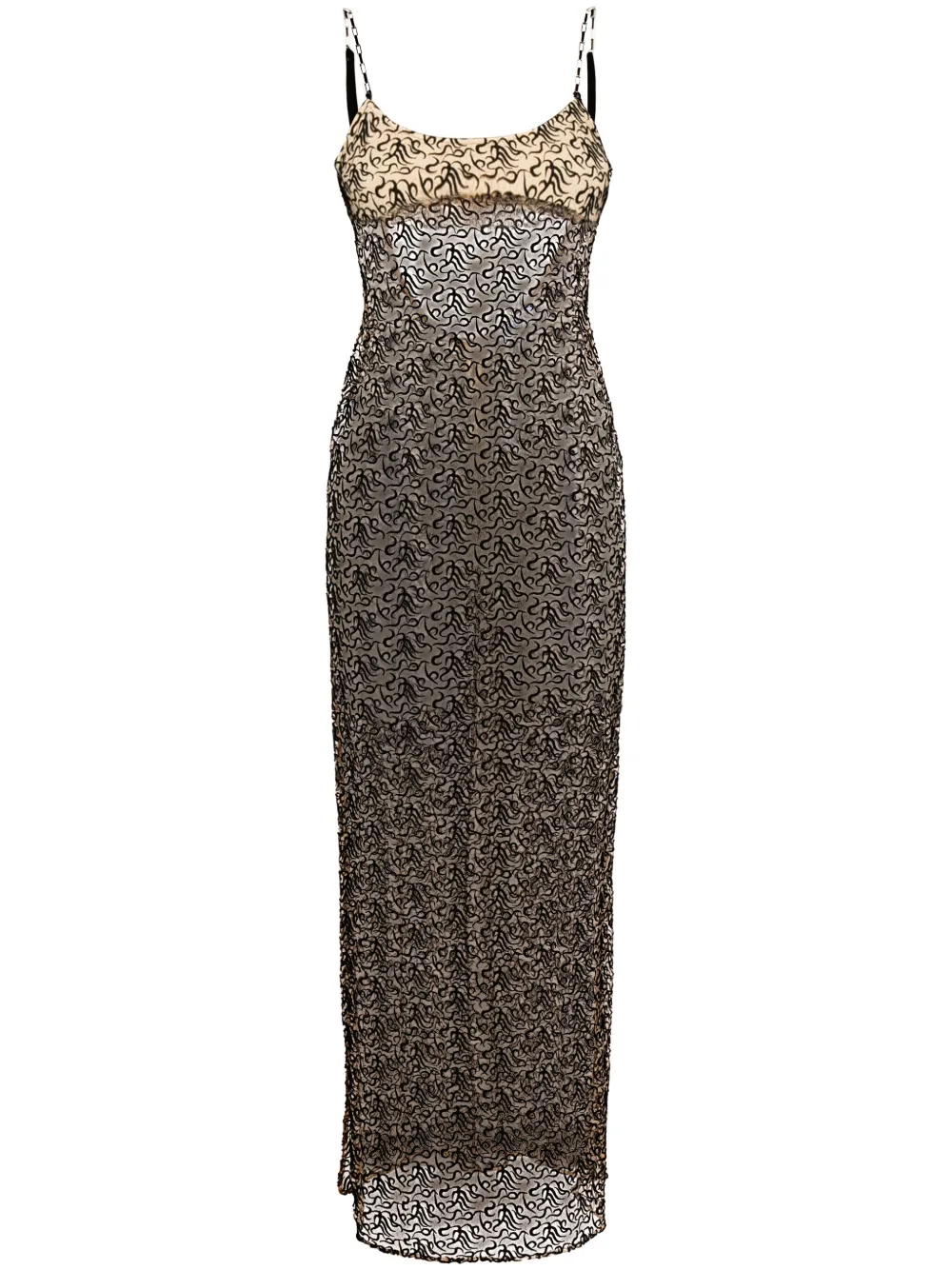 Полупрозрачное платье макси с вышивкой The Attico, нейтральный
Полупрозрачное платье макси с вышивкой The Attico, нейтральный