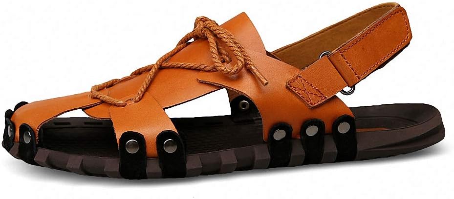 Мужские сандалии HILIB с закрытым носком из кожи, для рыбалки, с регулируемыми ремешками, летние для активного отдыха, оранжевый
Мужские сандалии HILIB с закрытым носком из кожи, для рыбалки, с регулируемыми ремешками, летние для активного отдыха, оранжевый