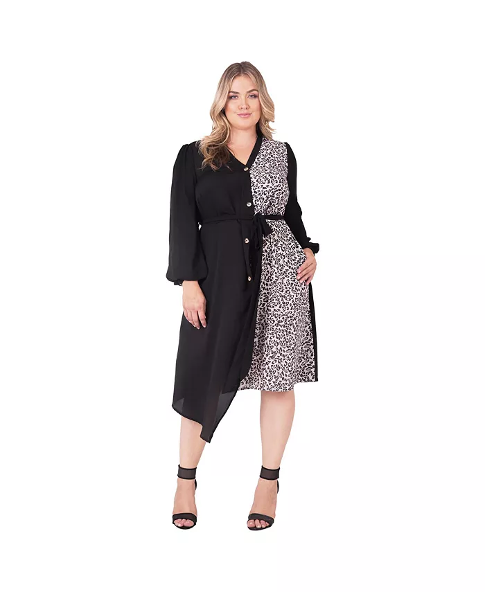 Платье с асимметричным подолом и рукавами-фонариками на пуговицах Plus Size Standards & Practices, коричневый
Платье с асимметричным подолом и рукавами-фонариками на пуговицах Plus Size Standards & Practices, коричневый