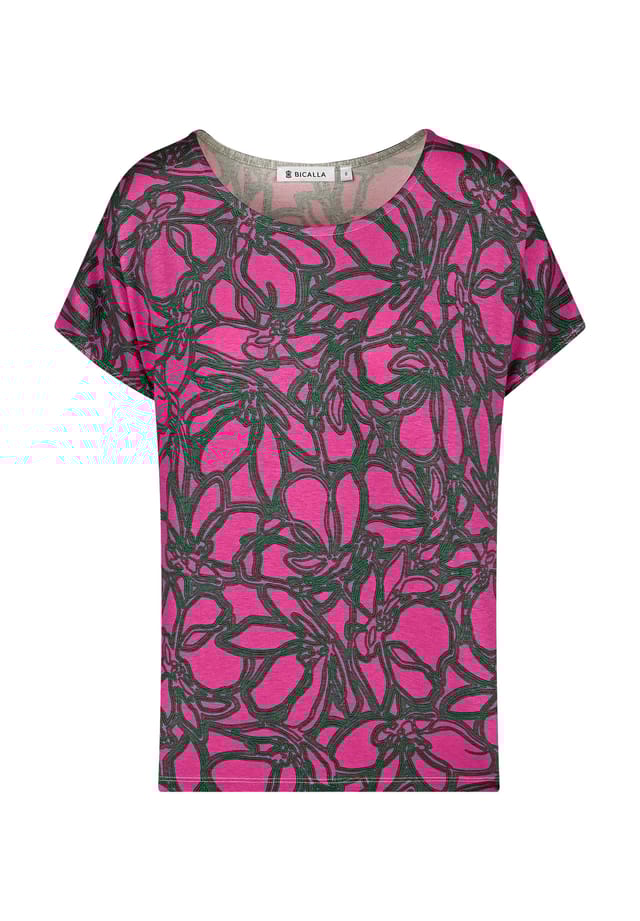 Рубашка с цветочным принтом розового/зеленого цвета Bicalla, мультиколор 
Рубашка с цветочным принтом розового/зеленого цвета Bicalla, мультиколор