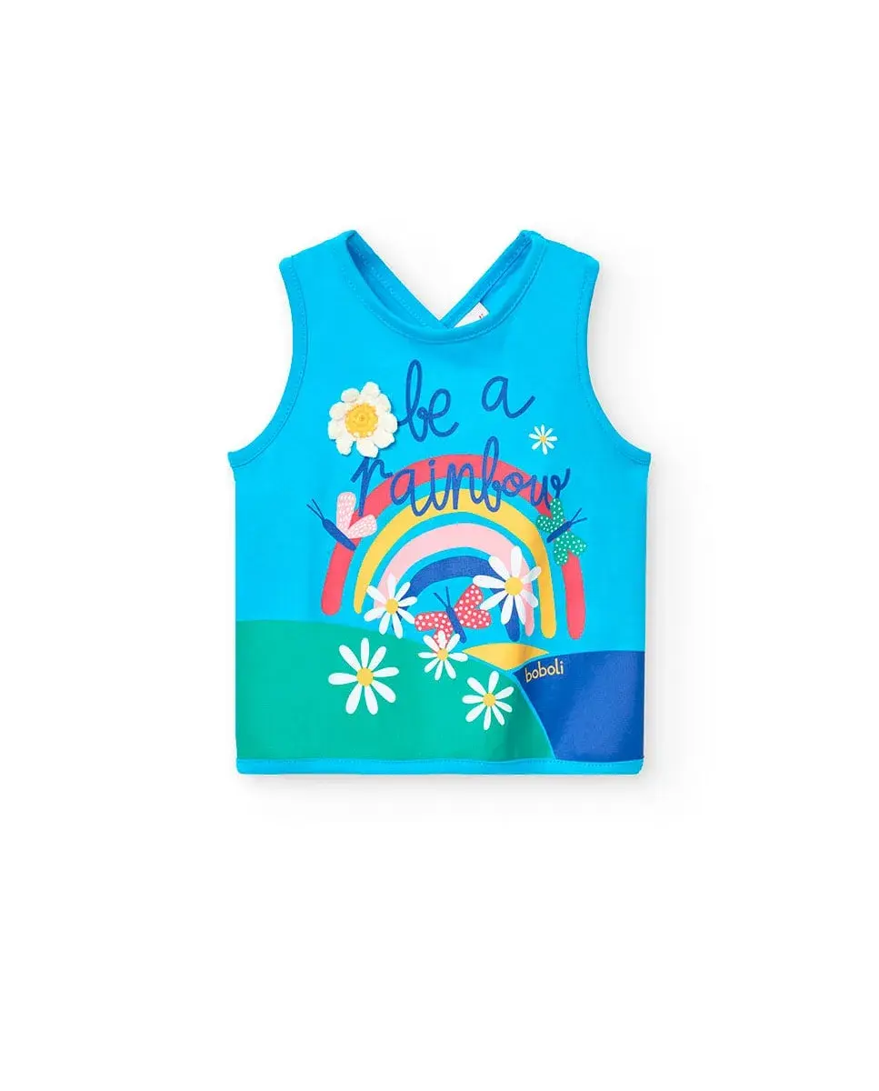 Футболка из хлопка с перекрестными бретелями на спине для девочки Boboli, бирюзовый
Футболка из хлопка с перекрестными бретелями на спине для девочки Boboli, бирюзовый