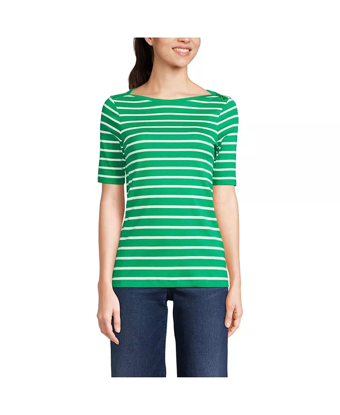 Женская футболка Supima Cotton с рукавами до локтя и вырезом-лодочкой на пуговицах на плечах Lands' End, зеленый
Женская футболка Supima Cotton с рукавами до локтя и вырезом-лодочкой на пуговицах на плечах Lands' End, зеленый