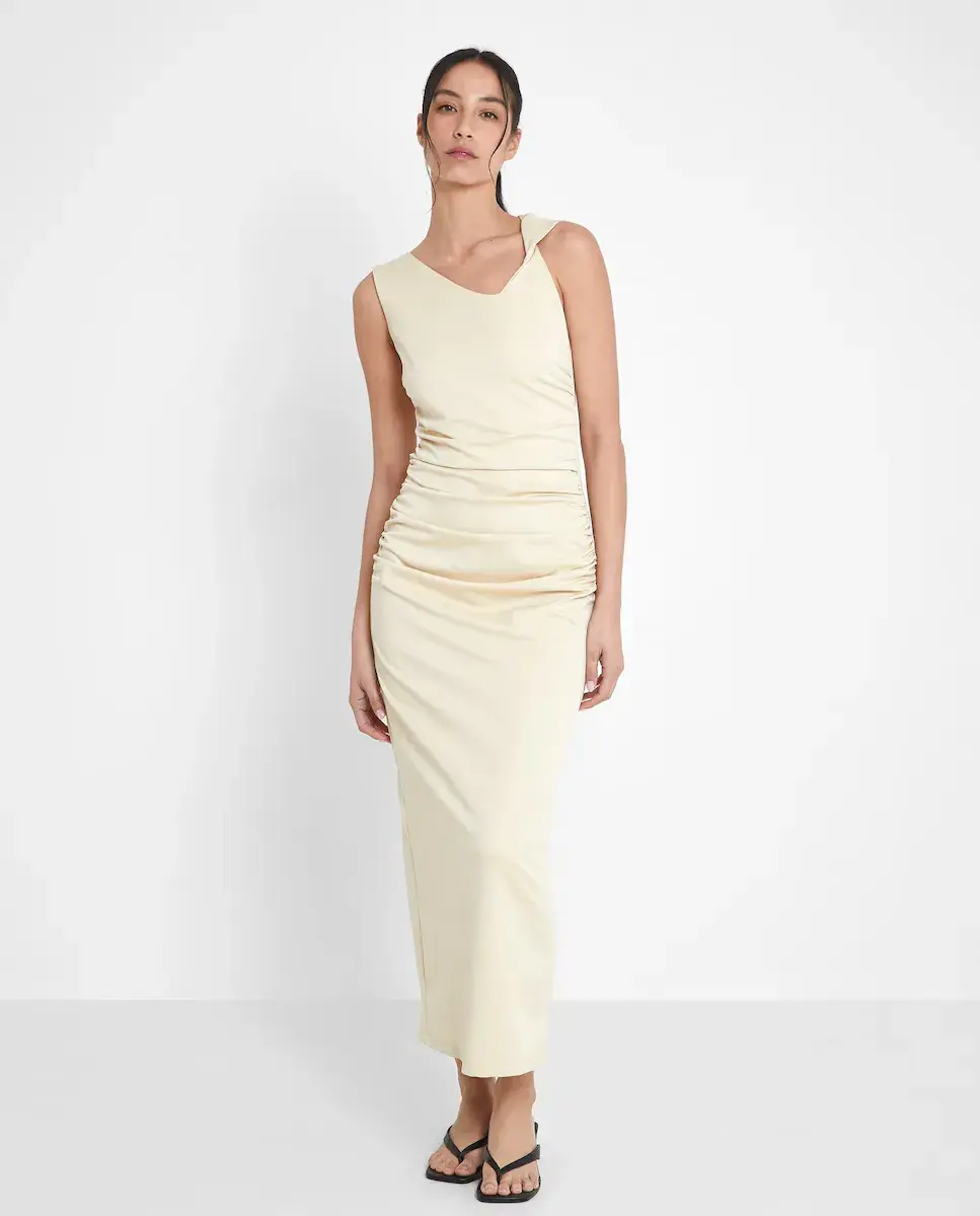 Асимметричное драпированное платье Trucco, кремовый
Асимметричное драпированное платье Trucco, кремовый