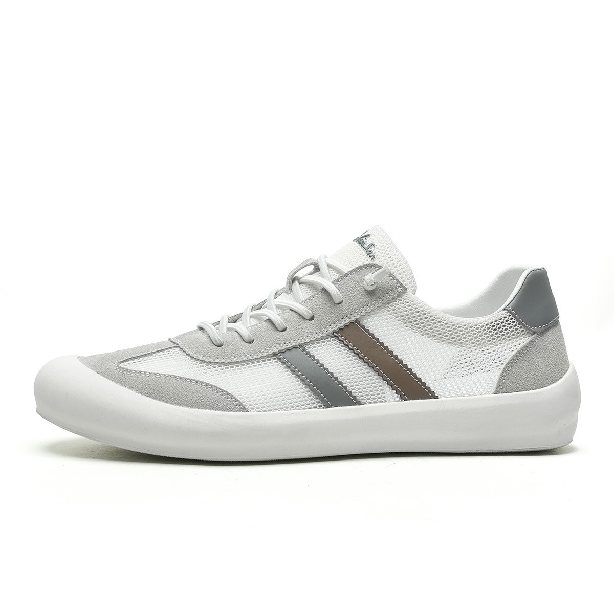 Mulinsen Износостойкие легкие дышащие мужские лоу-топы для скейтбординга бело-серые, цвет White Gray
Mulinsen Износостойкие легкие дышащие мужские лоу-топы для скейтбординга бело-серые, цвет White Gray