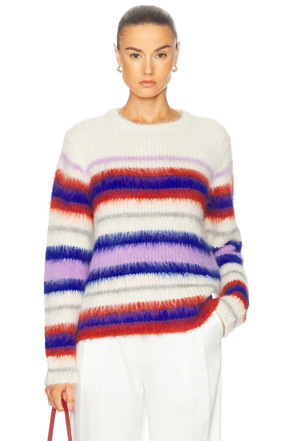 Свитер с круглым вырезом в полоску Thistle Vineyard The Elder Statesman, цвет Ivory, Persimmon, Sapphire, Anemone, & Light Grey
Свитер с круглым вырезом в полоску Thistle Vineyard The Elder Statesman, цвет Ivory, Persimmon, Sapphire, Anemone, & Light Grey