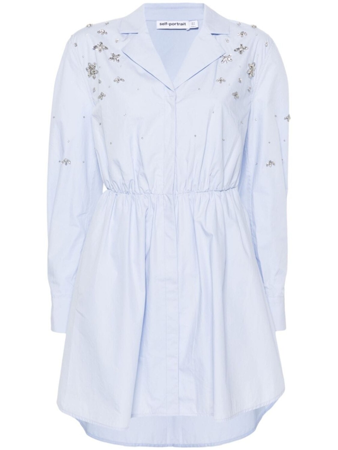 Self-Portrait платье-рубашка с кристаллами, синий 
Self-Portrait платье-рубашка с кристаллами, синий