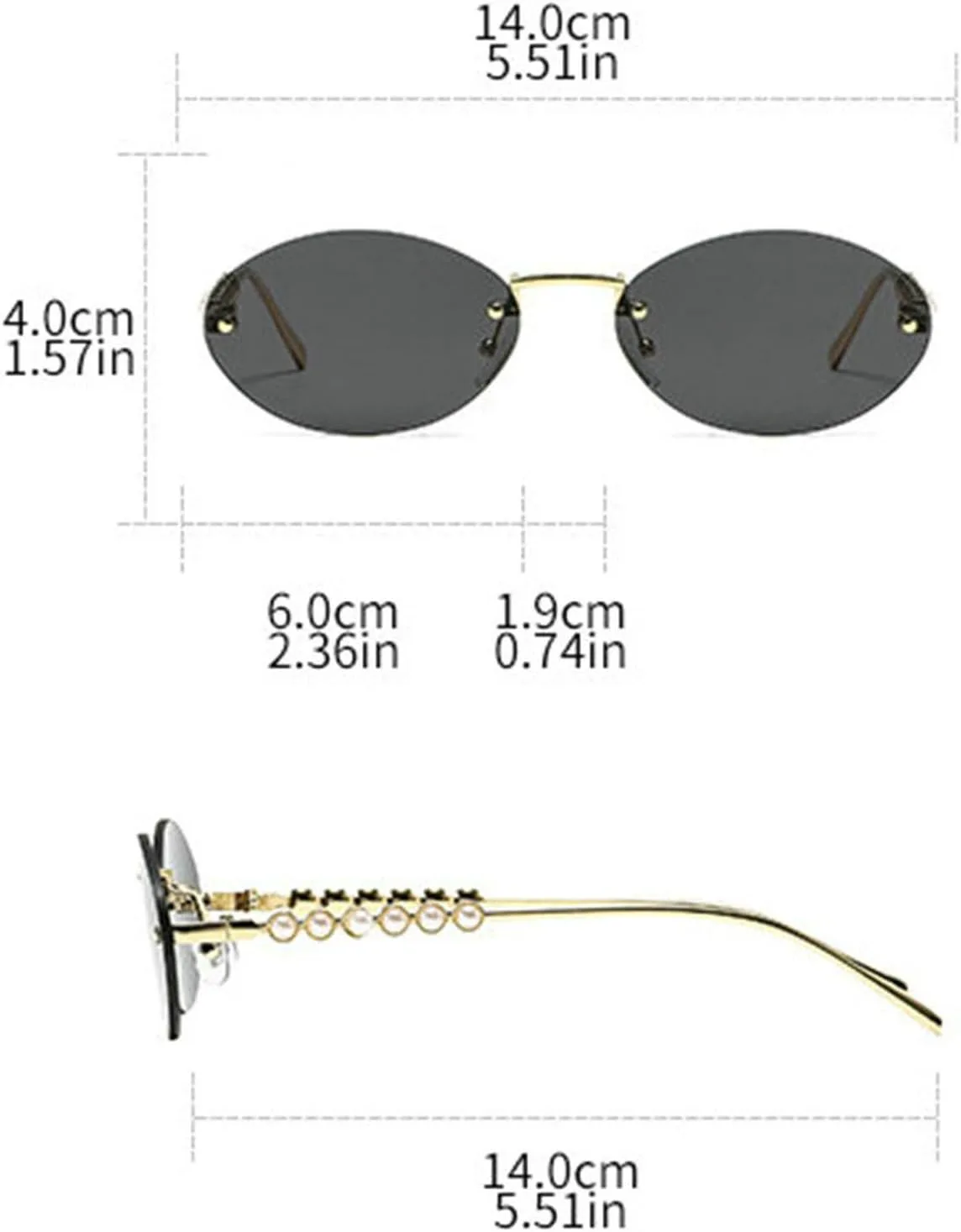 COTIA Модные овальные солнцезащитные очки без оправы для женщин и мужчин, стильные, с жемчужной отделкой, маленькие овальные, без металлической оправы, Clear
COTIA Модные овальные солнцезащитные очки без оправы для женщин и мужчин, стильные, с жемчужной отделкой, маленькие овальные, без металлической оправы, Clear