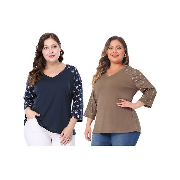 2 женские топы plus size с v-образным вырезом, 3/4 рукава и цветочным принтом Agnes Orinda, Blue Brown
2 женские топы plus size с v-образным вырезом, 3/4 рукава и цветочным принтом Agnes Orinda, Blue Brown