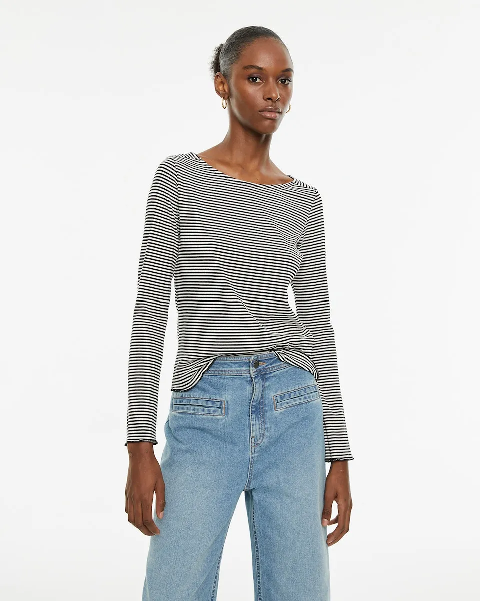 Женская полосатая футболка с вырезом лодочкой System Action, черный
Женская полосатая футболка с вырезом лодочкой System Action, черный