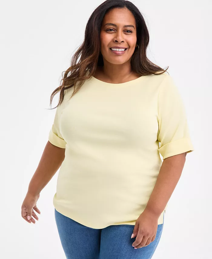 Женский хлопковый топ с вырезом-лодочкой и рукавами до локтя, PXS-4X Style & Co
Женский хлопковый топ с вырезом-лодочкой и рукавами до локтя, PXS-4X Style & Co