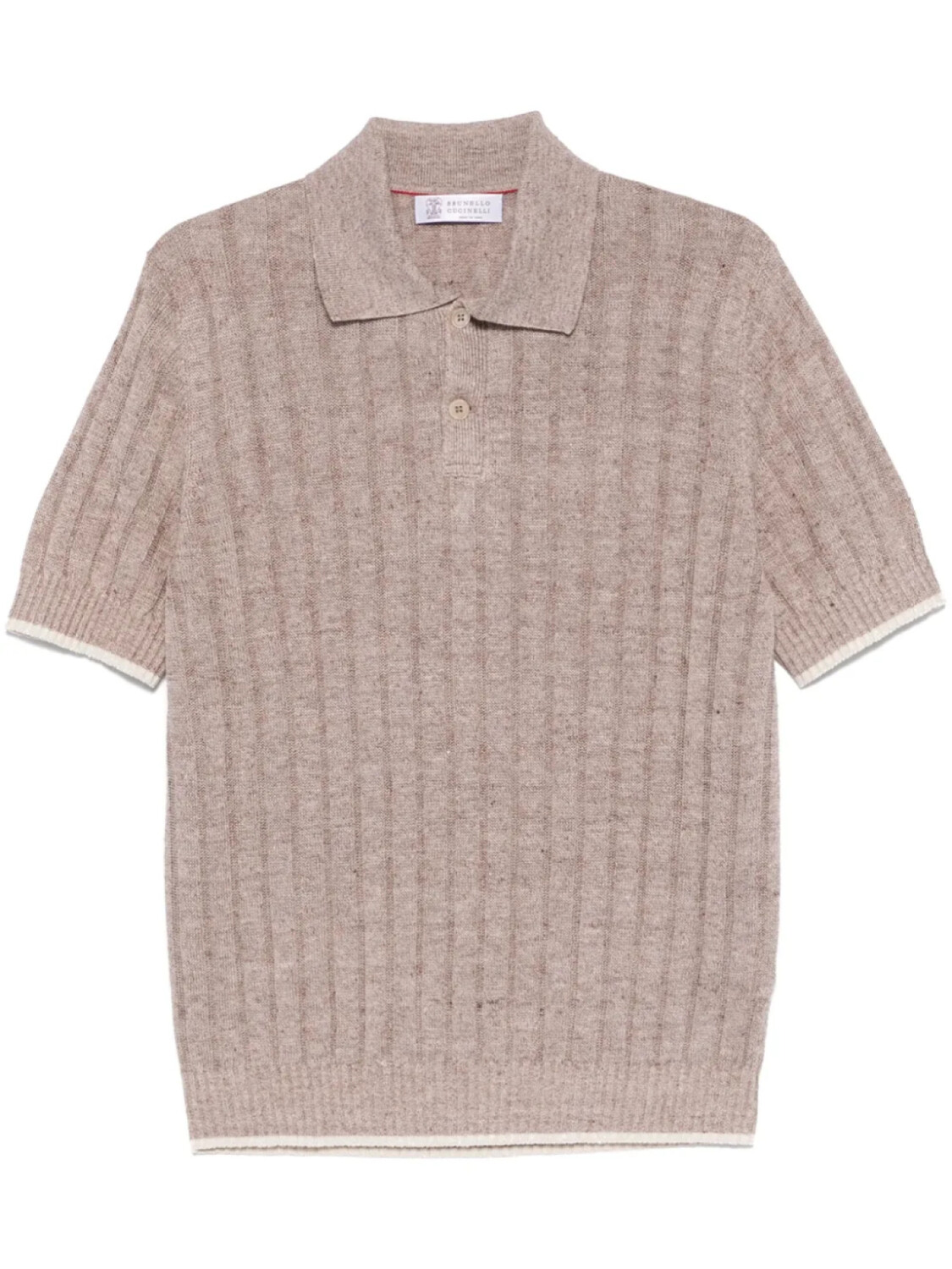 Рубашка-поло Brunello Cucinelli из трикотажного полотна в рубчик, коричневый 
Рубашка-поло Brunello Cucinelli из трикотажного полотна в рубчик, коричневый
