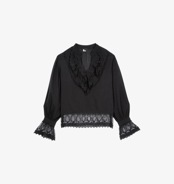 Блузка из хлопка с длинными рукавами и гипюровым кружевом The Kooples, черный
Блузка из хлопка с длинными рукавами и гипюровым кружевом The Kooples, черный