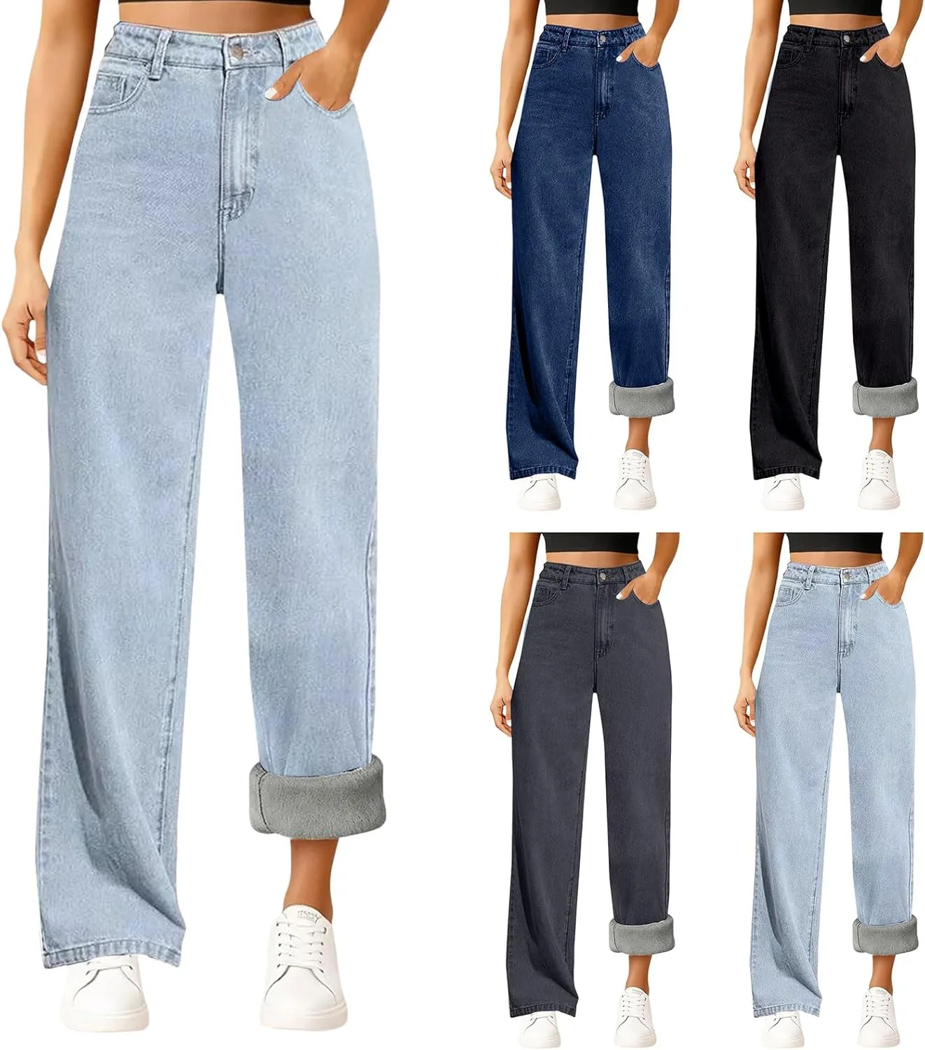 Женские джинсы Womenyiaor с флисовой подкладкой, высокие, прямые, утепленные
Женские джинсы Womenyiaor с флисовой подкладкой, высокие, прямые, утепленные