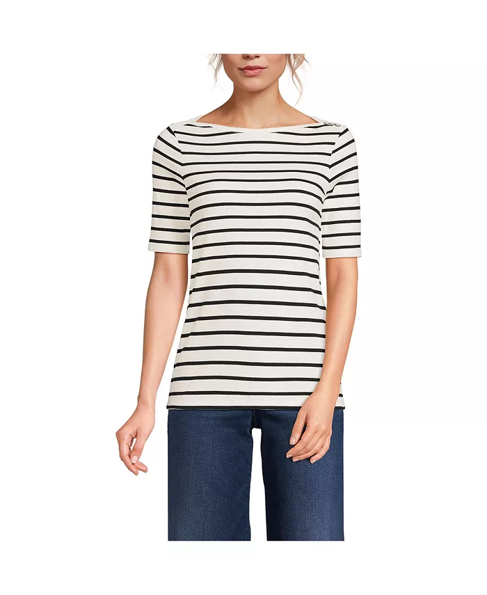 Женская футболка Supima Cotton с рукавами до локтя и вырезом-лодочкой на пуговицах на плечах Lands' End, белый
Женская футболка Supima Cotton с рукавами до локтя и вырезом-лодочкой на пуговицах на плечах Lands' End, белый