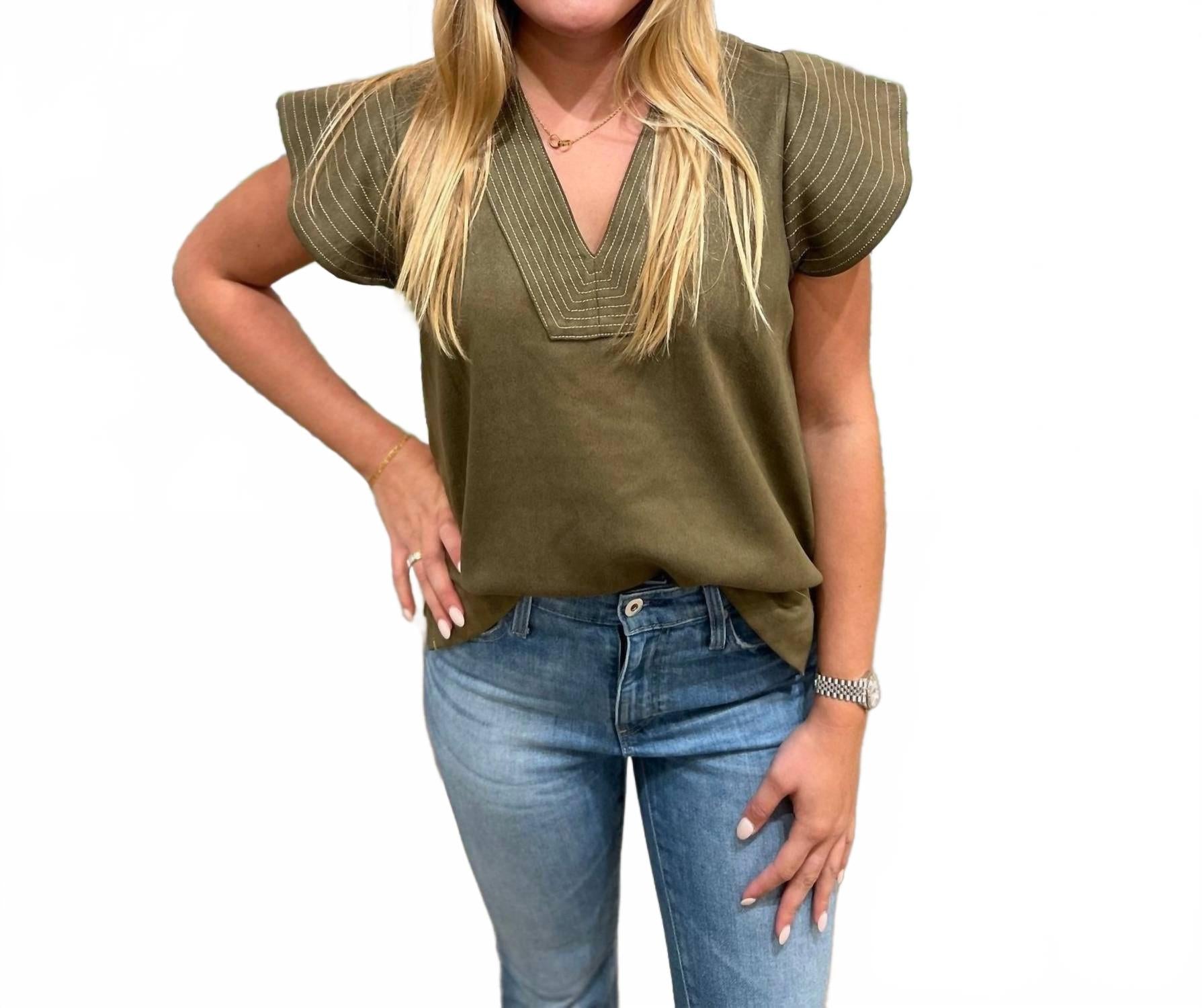 Замшевый топ с рукавами-крылышками, темно-зеленый Thml, темно-зеленый
Замшевый топ с рукавами-крылышками, темно-зеленый Thml, темно-зеленый